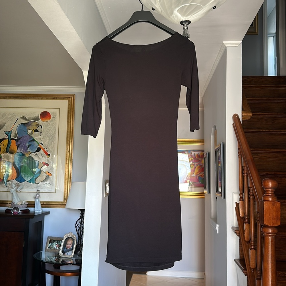 Seraphine Maternity Elegant Black Stretchy Bodycon Dress Sz 4 - Picture 6 of 12